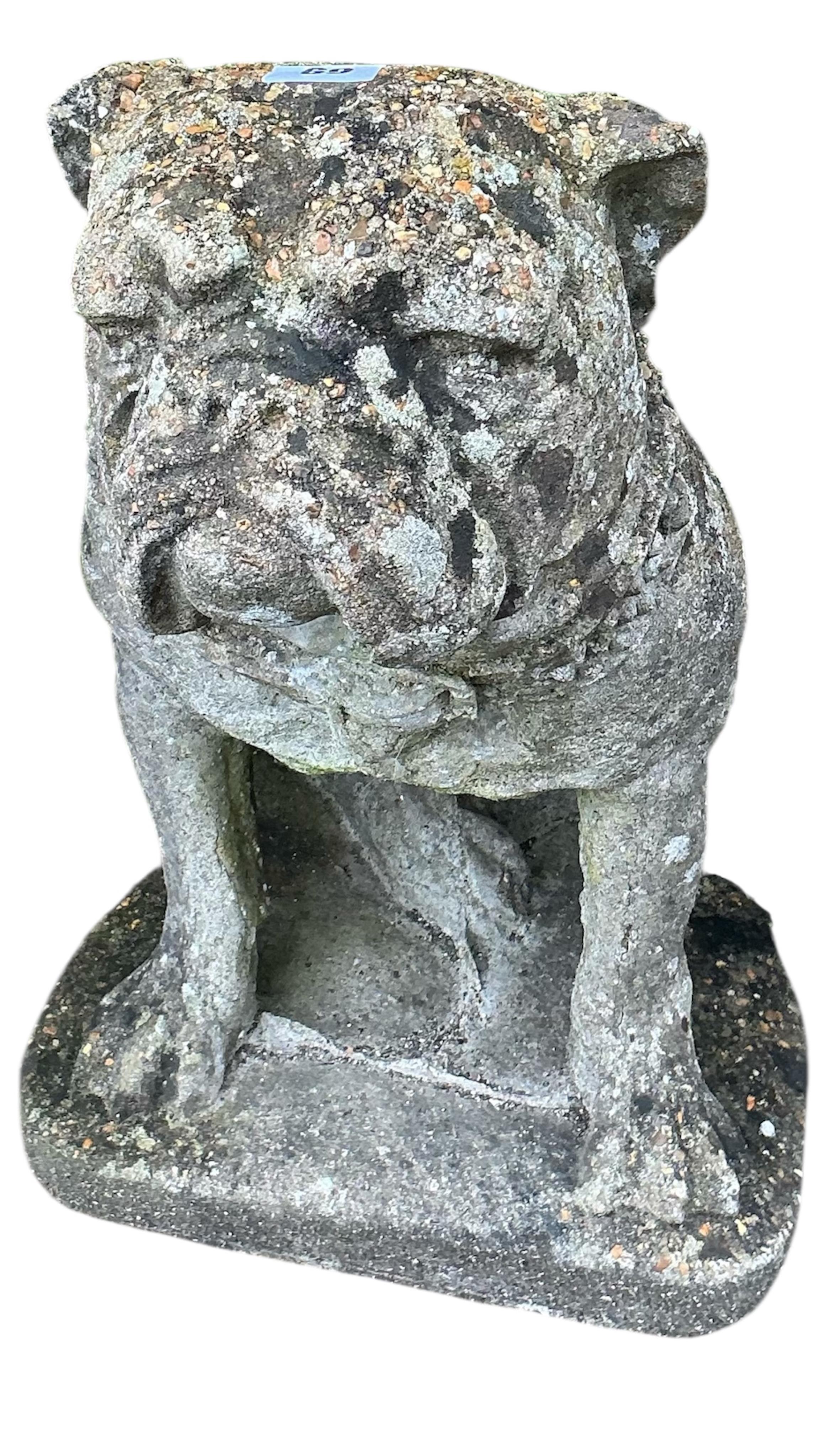 A pair of reconstituted stone bulldog garden ornaments, height 47cm